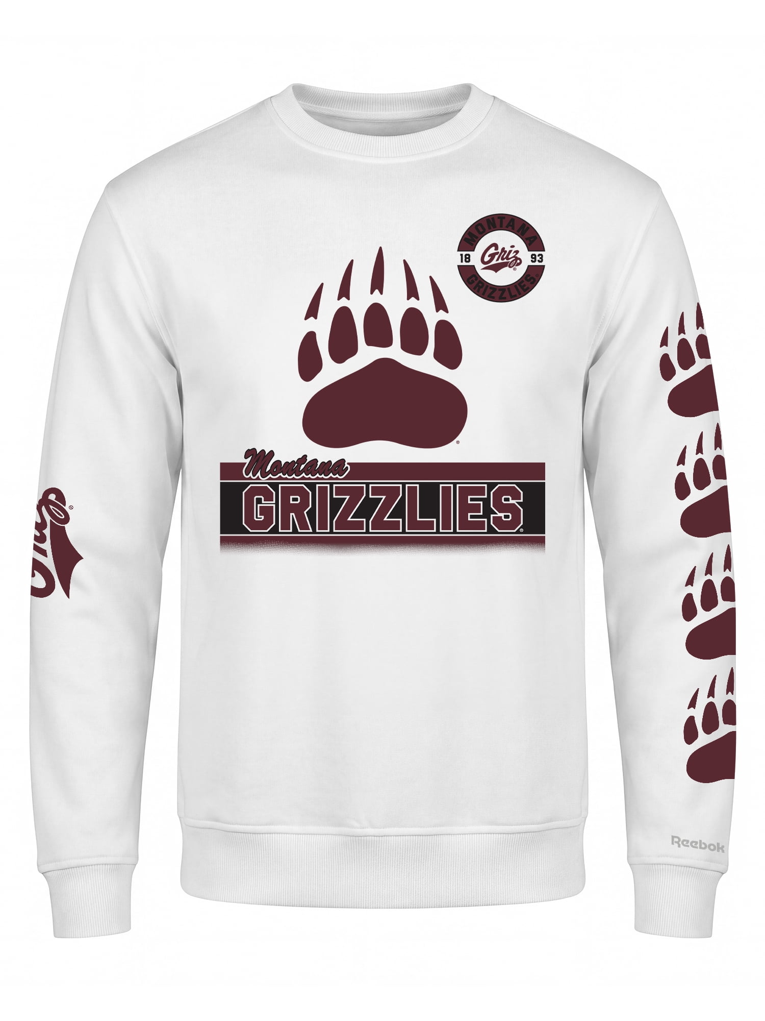 Montana Grizzlies Reebok Mens White Crew Sweatshirt