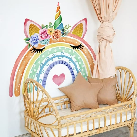 Unicorn Wall Decals Rainbow Quotes Peel and Stick Wall Art Stickers Peel and Stick Wall Art Decals, DIY Removable Girls Bedroom Baby Nursery Kids Room Birthday Party Decor Gifts