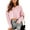 Pink, variant on Women's V Neck Long Sleeve Cable Knit Oversized Cropped Sweater Pullover