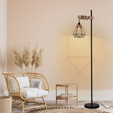 Wuzstar Floor Lamp Smart Tall Standing Lamp with Rattan Lampshade for Living Room Bedroom Office