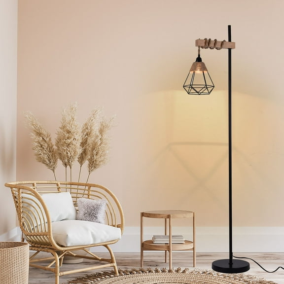 Wuzstar Floor Lamp Smart Tall Standing Lamp with Rattan Lampshade for Living Room Bedroom Office