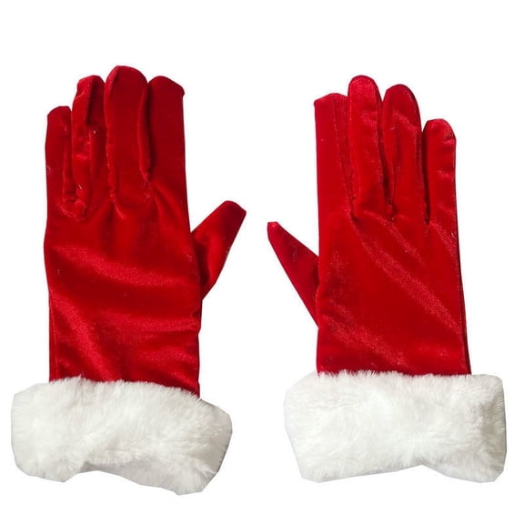 1 pair of Christmas Red Gloves Santa Claus Gloves Short Gloves Decorative Gloves