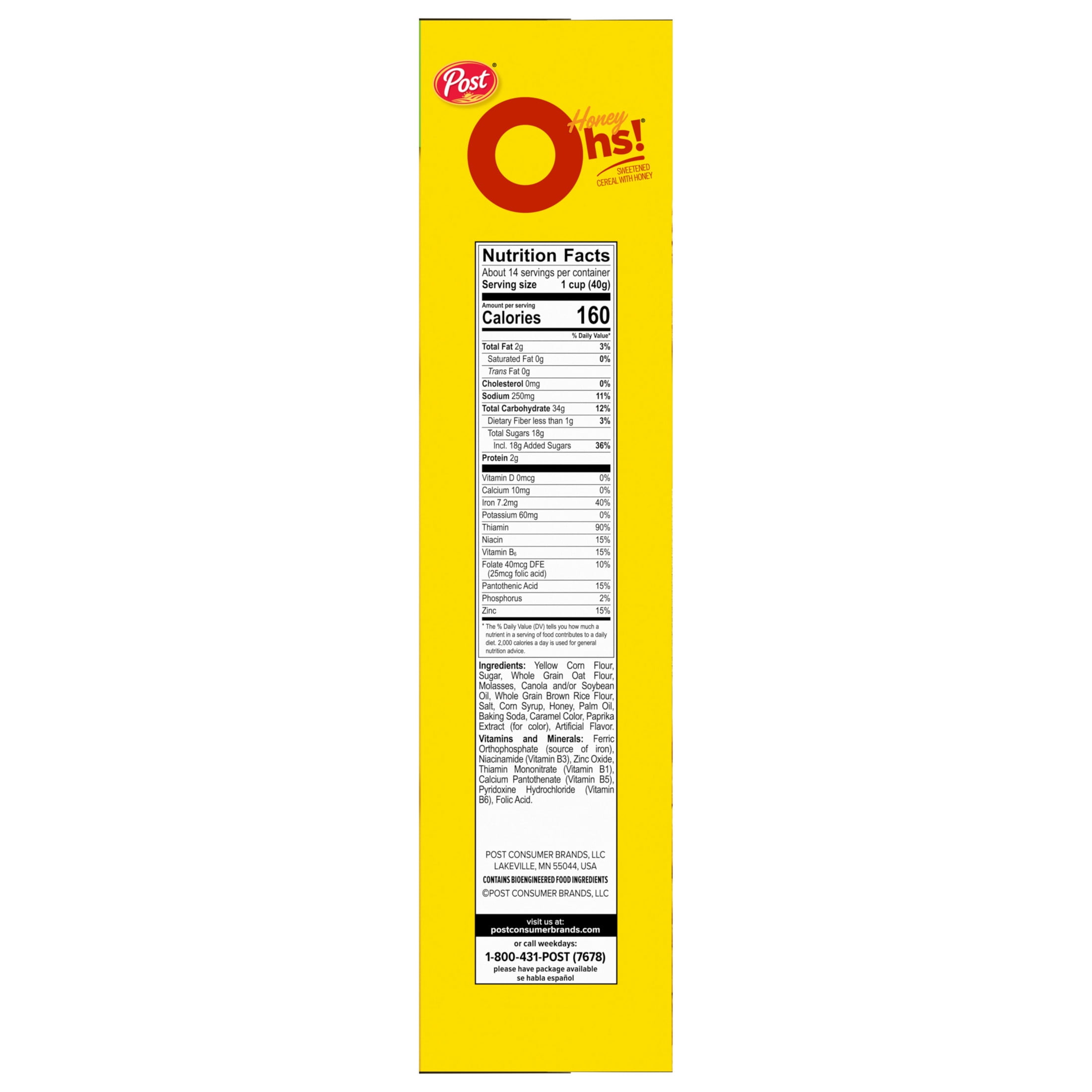 Honey Ohs! Family Size Cereal, Sweetened Honey Cereal, Crunchy 20 oz Box