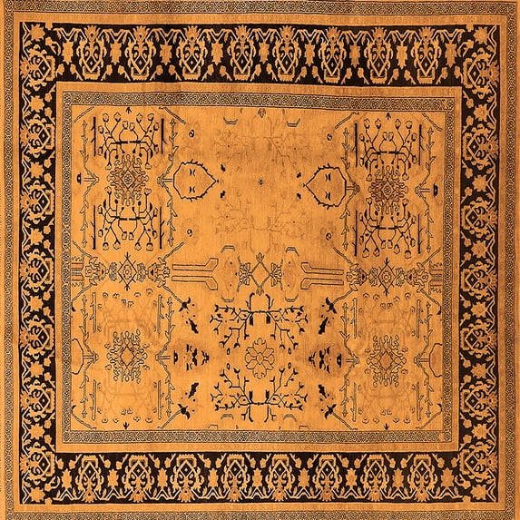 Ahgly Company Indoor Square Oriental Orange Industrial Area Rugs, 5' Square