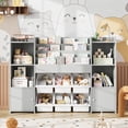 thumbnail image 4 of Hiphuta Kids Bookcase Toy Storage Organizer, Wooden Toy Chest for Kids with 6 Removable Toy Boxes, Kids Storage Bookshelf for Bedroom Playroom, Gray, 4 of 9