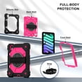 thumbnail image 3 of Funda Resistente a Prueba de Golpes para iPad A16 11 / iPad A16 10, Funda Protectora de Silicona Anti-caída + Capa de PC con Asa Giratoria de 360°, Correa para el Hombro, Rosa Rosado, para iPad A16 1, 3 of 8