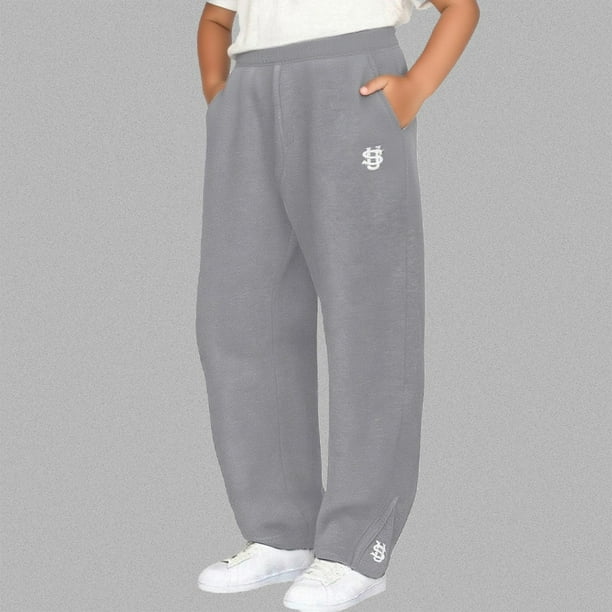 Cowsor Kids Solid Color Sweatpants Casual Elastic Waist Joggers Pants Comfort Loose Fit Athletic Pants Running Trousers