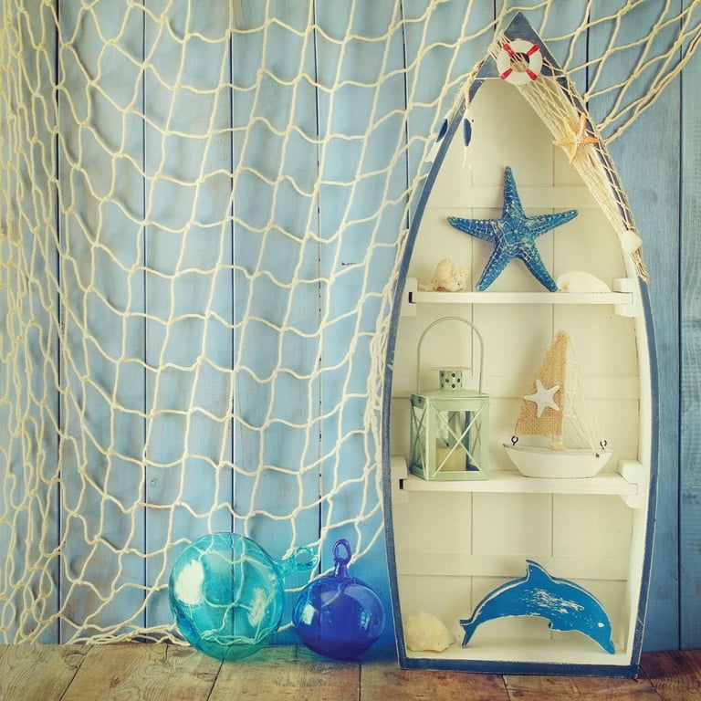 decorative fish netting with shells Natural Fishing Net Decor 79 Inch Beach Theme Decor for Party Home Bedroom Wall Hanging Net Decorations themed party or luau Huge Seashell Assortment with Fish