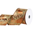 thumbnail image 3 of Homeford Embossed Autumn Leaves Faux Linen Wired Ribbon, 2-1/2-inch, 10-yard, Natural, 3 of 4