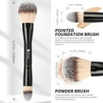 thumbnail image 2 of Makeup Brushes Duo End Foundation Contour Powder and Buffer Brush Bronzer Double Makeup Brush Set 2Pcs black, 2 of 22