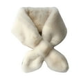 thumbnail image 2 of Winter Women Solid Color Thick Warm Faux Rabbit Fur Collar Cross Neck Scarf Wrap, 2 of 8
