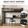 thumbnail image 3 of UHOMEPRO Metal Twin Loft Bed with Desk, Power Outlet, USB Charging Station, LED Lights, Heavy Duty Metal Loft Bed Frame, Space Saving Twin Loft Bed for Kids, Teens and Adults, Black, 3 of 8