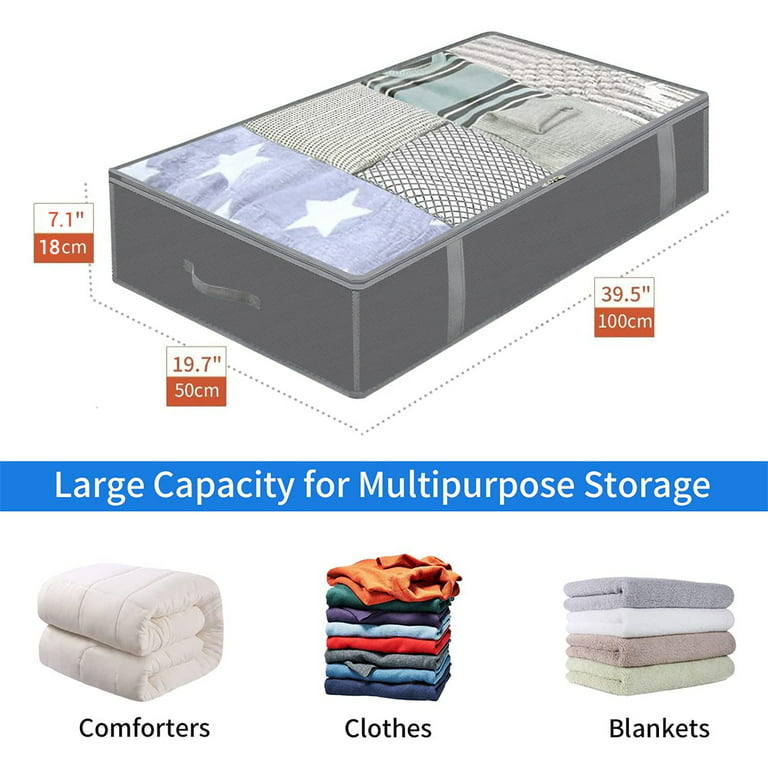 2pcs Foldable Under Bed Storage Bags Blankets Clothes Comforters