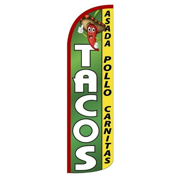TACOS Windless Flag (Hardware Not Included) |Advertisement /Business Flags | Feather Flag |