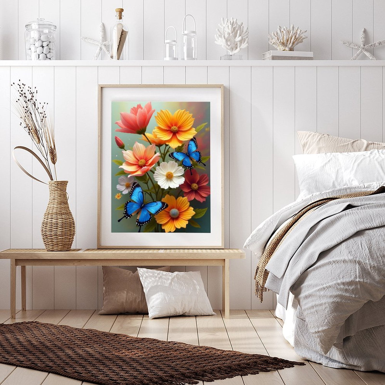 Diamond Art Kits for Adults - Classic Butterfly Bouquet Print No.1044 5D Frameless Dimond Painting Kit for Adults Beginner, Round Diamond Kits for Home Wall Decor, Gift for Women