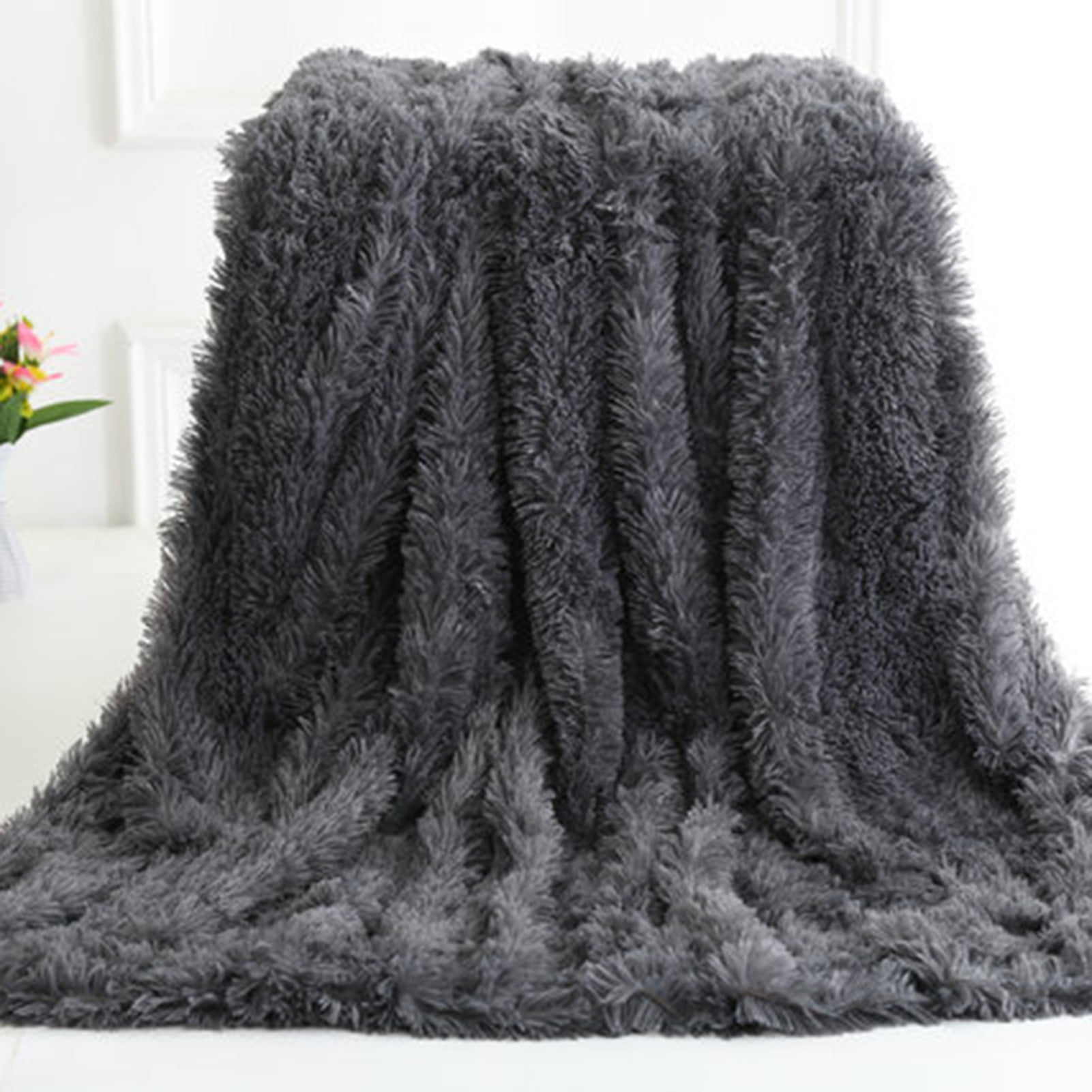 Iclyn Ombre Faux Fur Sofa Lounge Bed Throw Rug Blanket 125 x 150 cm 