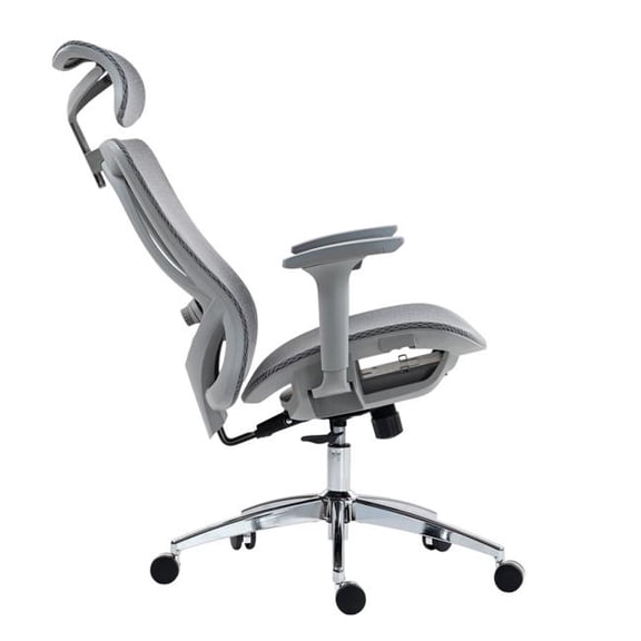 HomeRoots 638372 Gray & Silver Adjustable Height Swivel Rolling Office Chair