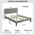 thumbnail image 4 of VECELO Full Size Platform Bed Frame with Adjustable Height Upholstered Headboard, Strong Wood Slat Support, No Box Spring Needed, Dark Gray, 4 of 15