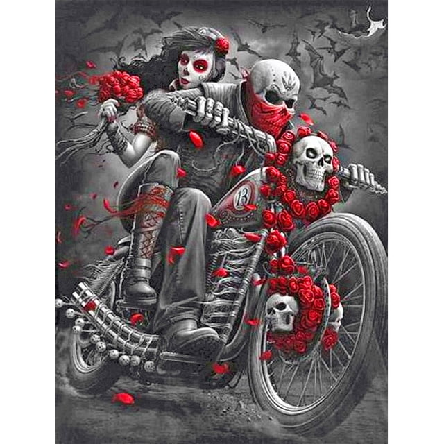Wdftyju 5D diamante pintura calavera motocicleta taladro cuadrado completo pared diamantes de imitación DIY artes Wdftyju 6nz8pt2yl4mf6kw6