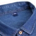 thumbnail image 5 of cfhntfmh Mens Denim Shirts Button down Long Sleeve Jean Shirts Stretch Casual Collared Work Shirts with Pocket(Dark Blue, Large), 5 of 7