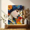 thumbnail image 6 of Abstract Floral Asian Woman Canvas Art, Colorful Textured Portrait Print, Unique Modern Living Room Wall Decor, 6 of 8