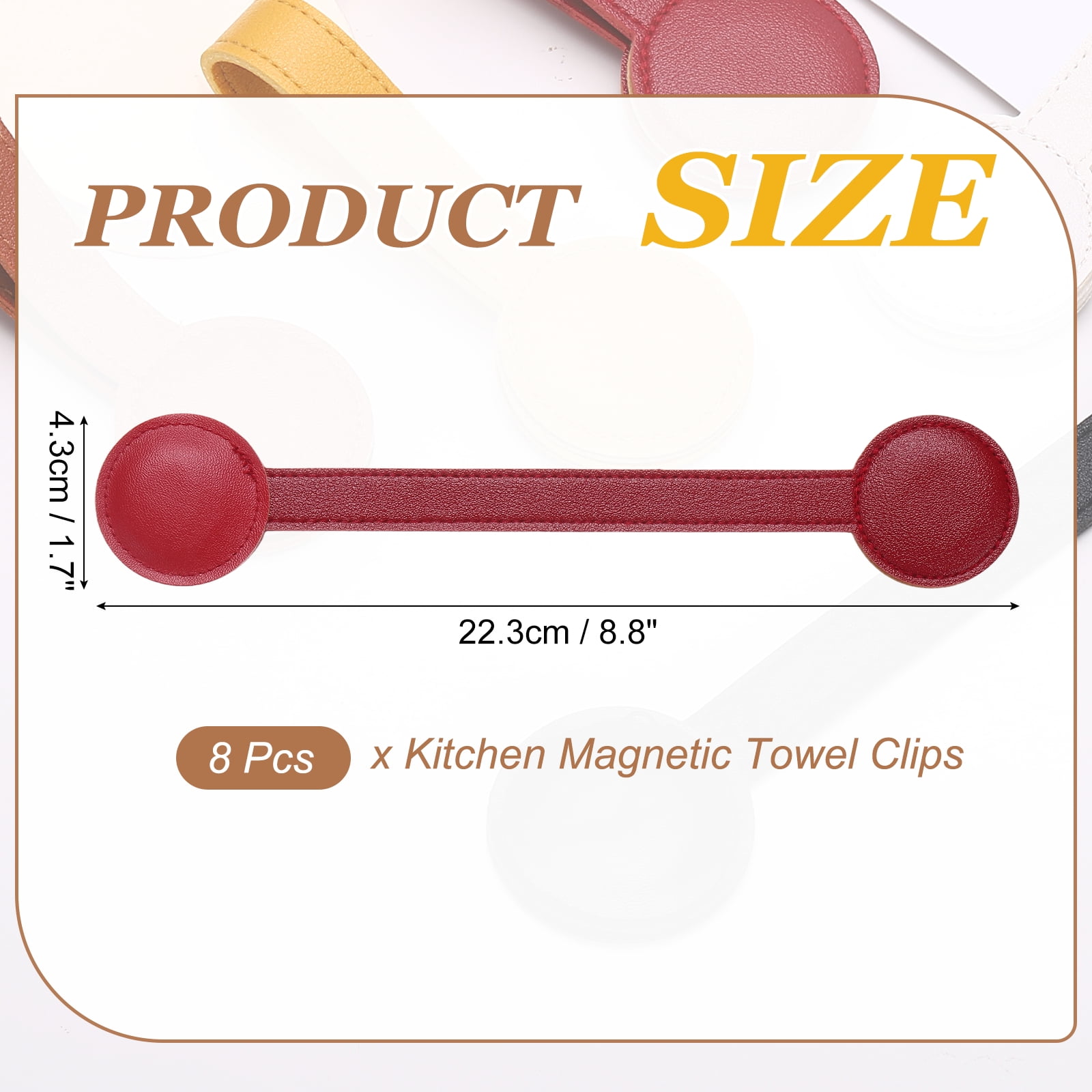 Uxcell 8 Pcs Kitchen Magnetic Towel Clips Leather Towel Holder Clip Hand Hooks Kitchen Accessories Red