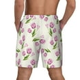 thumbnail image 3 of Kdxio Tulips Flowers Print Men's Swim Trunks with Compression Liner 7 Inch Inseam Quick Dry Swim Shorts, 3 of 7