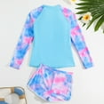thumbnail image 5 of WOYY Big Girls Tie Dye Long Sleeve Rash Guard with Boyshorts UPF 50+ Quick Dry Bathing Suit, 5 of 6