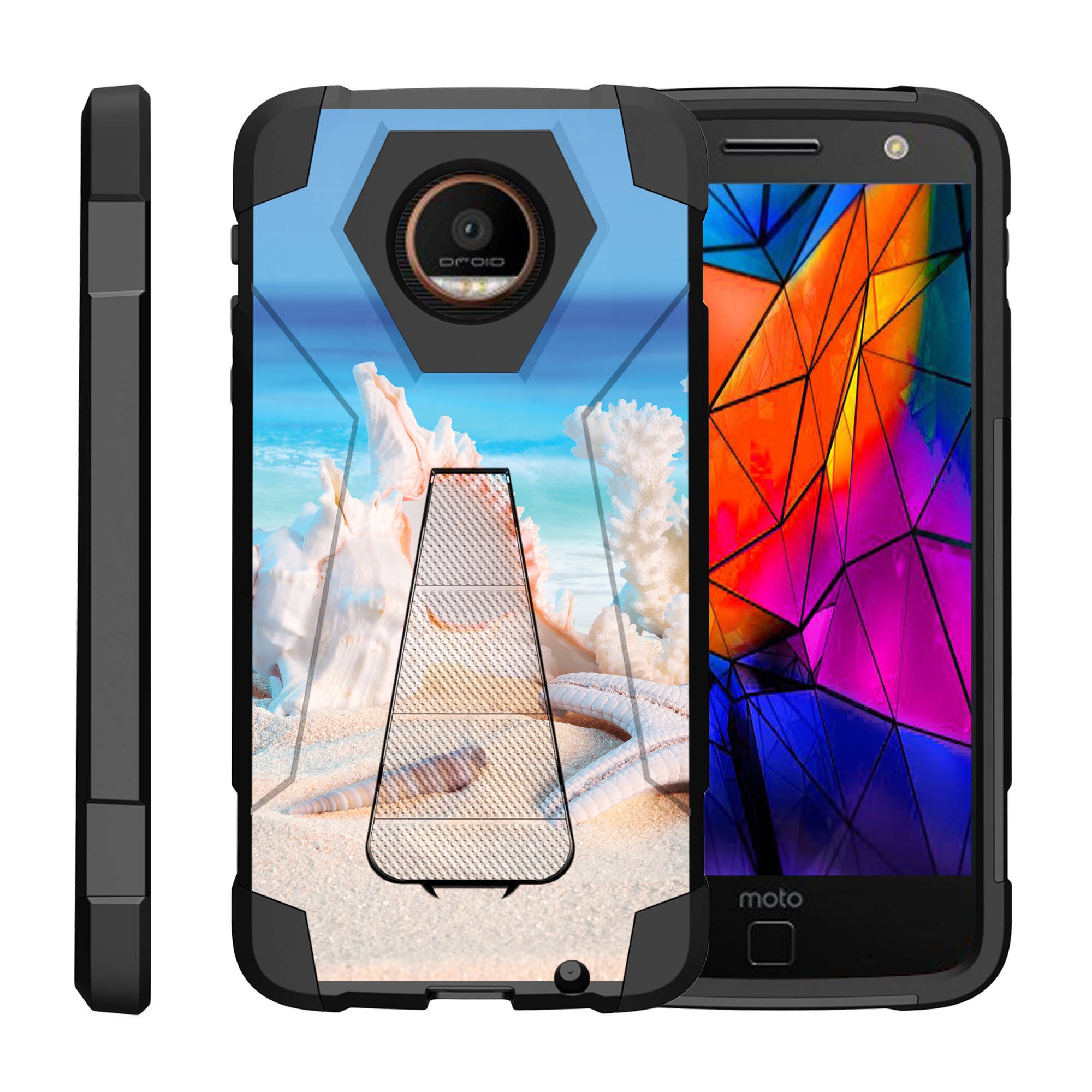 Turtlearmor A For Motorola Moto Z Droid Edition Xt1650 01 Dynamic Shell Dual Layer Hybrid Silicone Hard Shell Kickstand Case Conch Shell Walmart Com Walmart Com