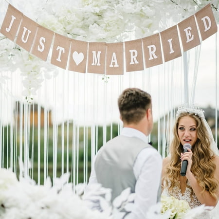 

Dainzusyful Accessories Tools Valentine s Day Party Decorations Retro Burlap Flag JUST MARRIED Square Flag Gifts For Women