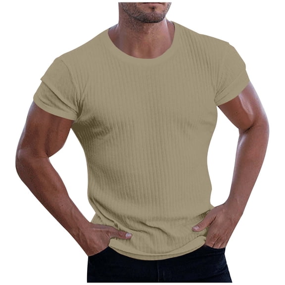 M-4X Plus Size T Shirts for Men Short Sleeve Crewneck Tees Tops Mens Casual Solid Color Stretchy Slim Pullover Breathable Workout Tshirts Shirt