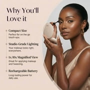 Fancii Mini Taylor Compact Makeup Mirror with LED Light, Rechargeable, 10x/1x Magnifying, 4” Wide Mirror for Purse (Desert Sands)