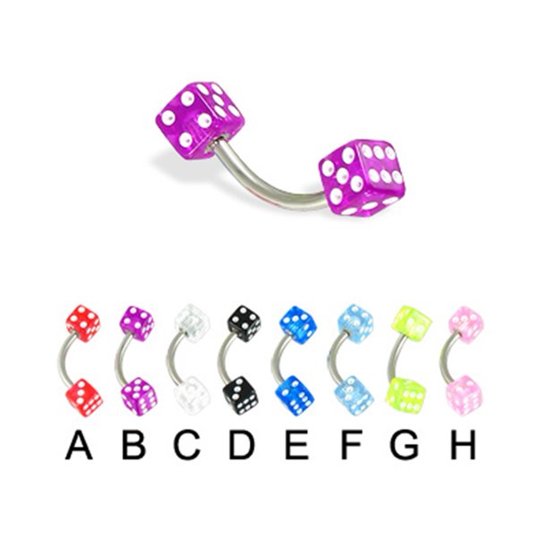 Acrylic Dice Eyebrow Ring, 16 Ga,Red A