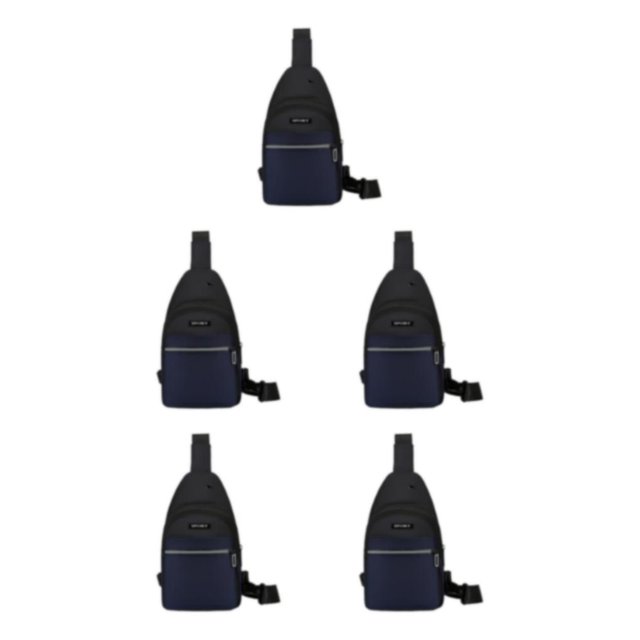 relayinert Hands Free No Burden Chest Bag Soft Polyster Large Capacity With Earphone Hole Easy To Carry blue 5Set