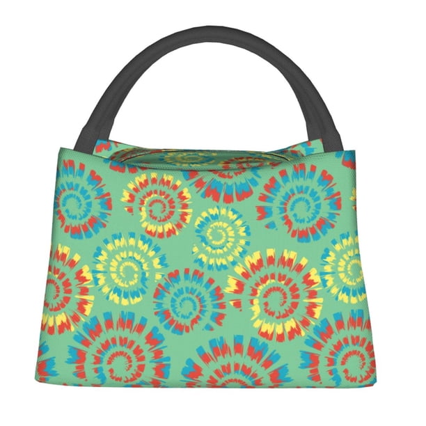 Fotbe Colourful Tie Dye Bolsa Térmica Portátil con Estampado, Bolsa de Entrega de Alimentos Aislada, Bolsa Reutilizable de Gran Capacidad para Comidas y Supermercado