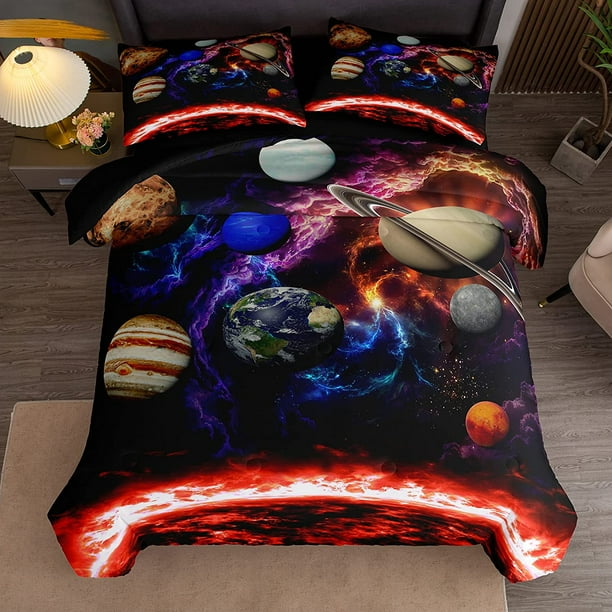 Galaxy Bedding Set Twin Colorful Space Comforter Set Universe Nebula Night Galaxy in Rainbow