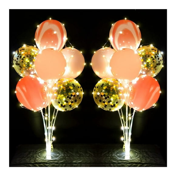 2 Sets Balloon Stand Kit Pink with String Light Table centerpiece Reusable Balloon Decorations for Party