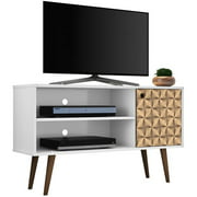 Manhattan Comfort Liberty 43" TV Stand in White and 3D Brown