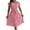 Pink, variant on Uaswgudfs ​Women's Casual Short Sleeve Midi Dress​ - Summer A-Line Design with Adjustable Waist Tie, Light Social Occasion Ready Pink M