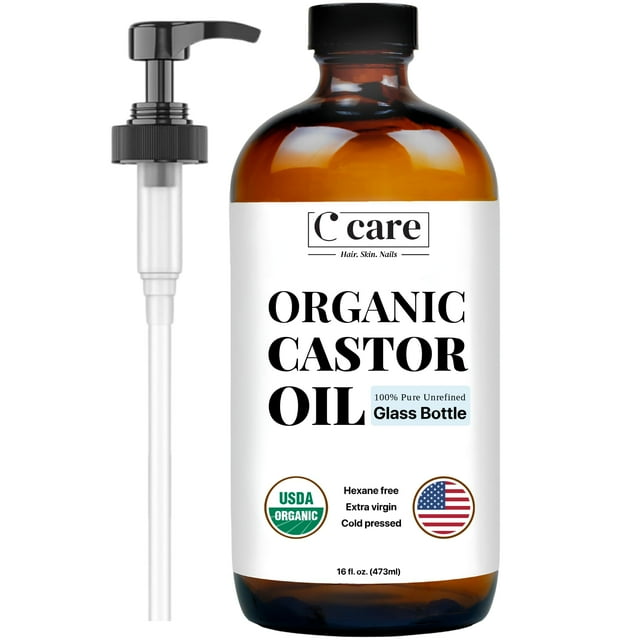 Aceite de ricino C CARE orgánico prensado en frío sin refinar, 100% puro