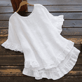 thumbnail image 3 of Boho T Shirts for Women Summer Basic Ruffle Loose Dressy Casual Tops Ruffle Sleeve Crew Neck Outfits Going Out Blouses, 3 of 3