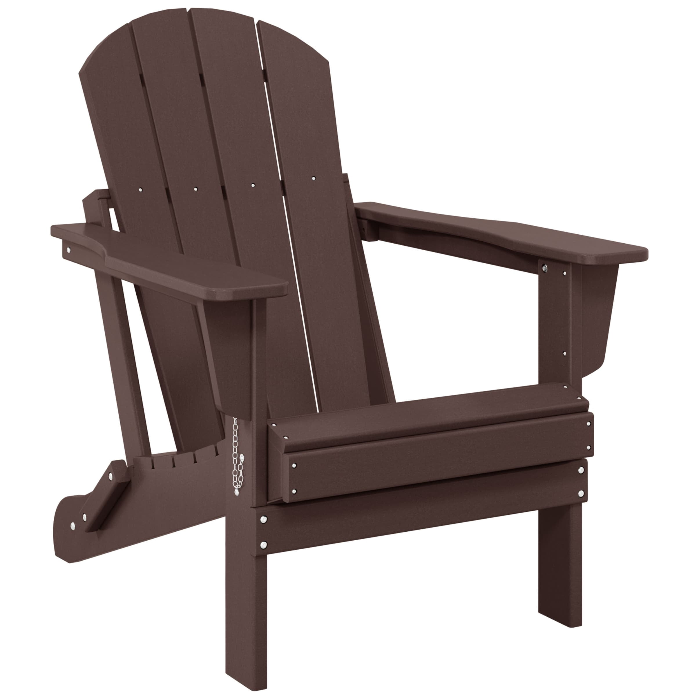 Polytrends  Laguna Fade Resistant All Weather Outdoor Patio Folding Adirondack Chair Dark Brown Poly Synthetic Fiber,Plastic