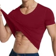 thumbnail image 2 of M-5X Plus Size T Shirts for Men Big & Tall Short Sleeve V Neck Tees Tops Pullover Stretchy Slim No Show Solid Color Athletic Workout Tshirts Shirt, 2 of 8
