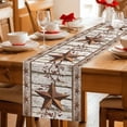 thumbnail image 3 of Western Texas Star Table Runner, Vintage Rust Red Star Berry White Wood Grain Cotton Linen Kitchen Table Decoration Washable Dining Tabletop Runners for Home Party Decor 13x72 Inches, 3 of 9