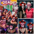 thumbnail image 3 of 4PCS Day of the Dead Costume Set for Women, Flower Skull Headband Veil, Sugar Skull Mask, Flower Necklace, Skeleton Gloves, Halloween Cosplay Accessories for Party, 3 of 7