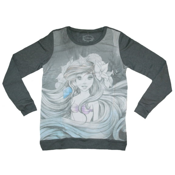The Little Mermaid Womens' Juniors Sketched Ariel Sweatshirt - Small