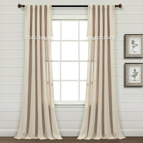 Lush Decor Ivy Tassel Faux Linen Window Panels - Dark Linen - 84 x 52