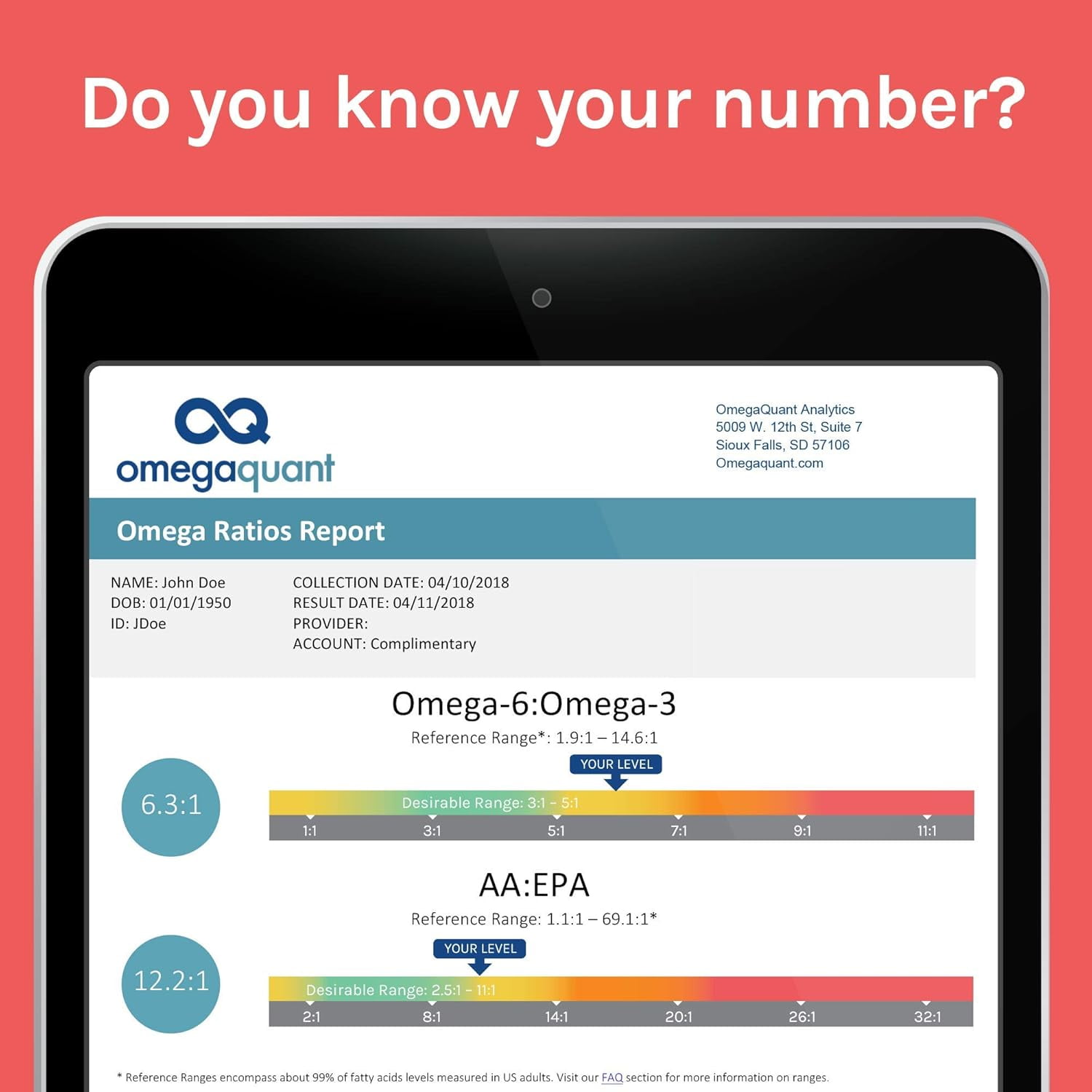 Omega Quant Omega-3 Index Plus Test Kit - Measures Blood Levels of Omega-3, Trans Fats, and Omega-6:Omega-3 Ratios | The Original Omega-3 Blood Test Home Kit