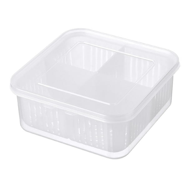 Bandeja para verduras con tapa apilable, bandeja para servir condimentos y almacenamiento de verduras con 4 compartimentos, recipientes para refrigerios, organizador de frutas y alimentos para