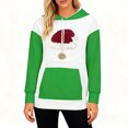 thumbnail image 6 of Women's Loose And Comfortable Drawstring V-neck Long Sleeved Christmas Print Hoodie, Holiday Season Fashion Wear, Comfortable and Warm Pullover,Green,3XL, 6 of 6